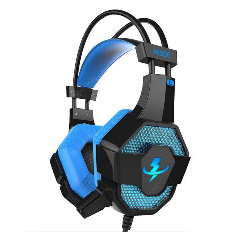 MISDE A8 Gaming Headset With 7.1 Surround Sound Stereo Headphones With LED Light Soft Memory Earmuffs - Black MISDE A8 Gaming Headset With 7.1 Surround Sound Stereo Headphones With LED Light Soft Memory Earmuffs - Black